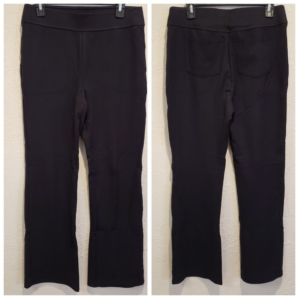 Soft Surroundings Women's Size Large Long Black Straight Leg Pull On Dress Pants